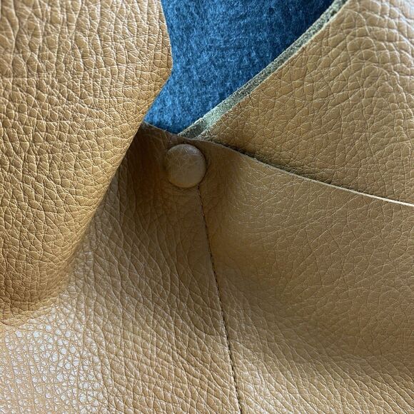 Brown Pebbled Vegan Leather Tote Bag Double Front Pocket Large Slouchy Hobo Purs - Picture 7 of 11